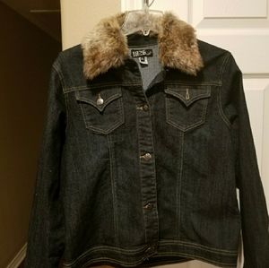 Denim Jacket With Faux Fur